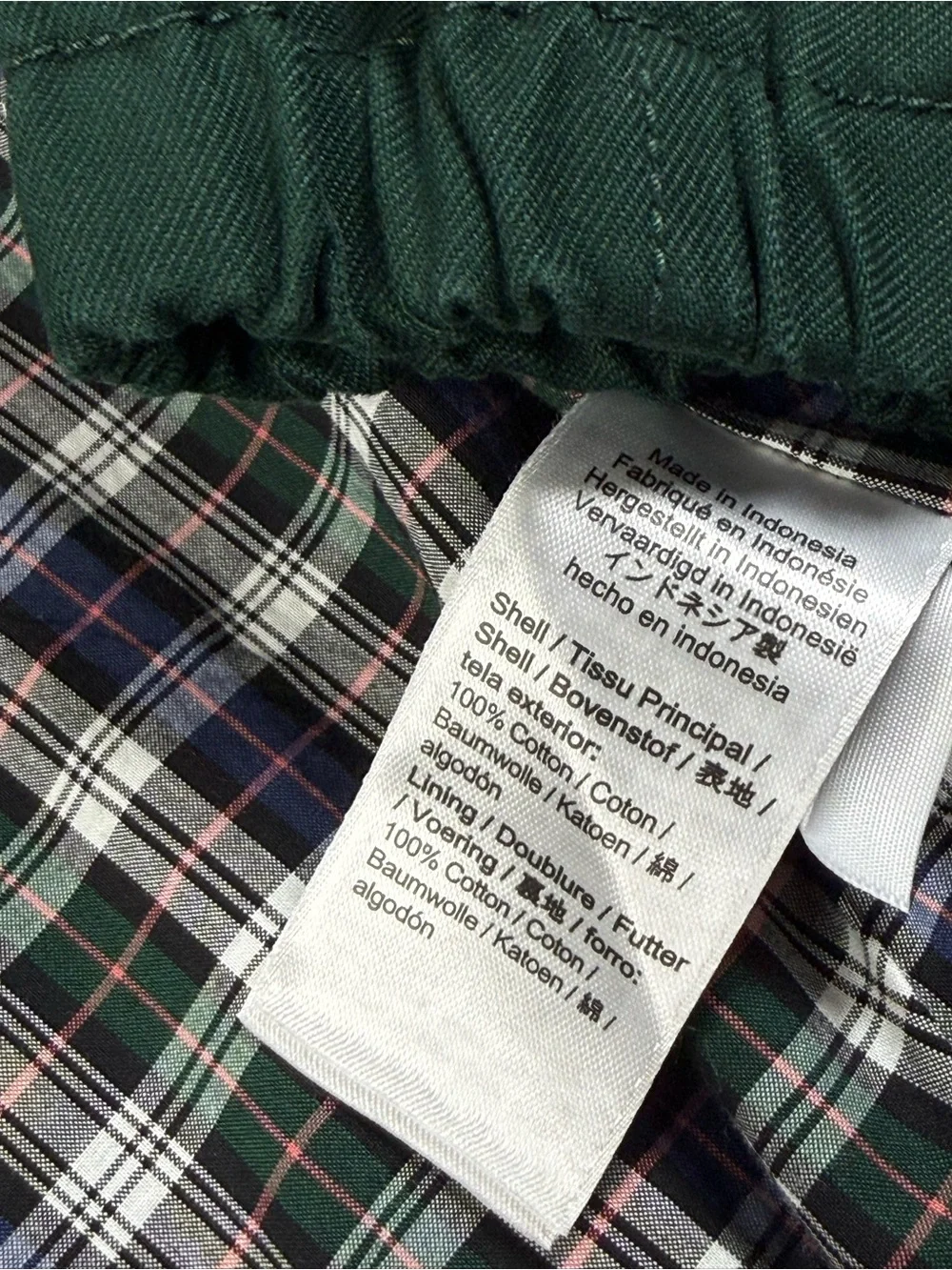 J.Crew NWT Forest Green Harrington Jacket Medium Plaid Lined Cotton Zip